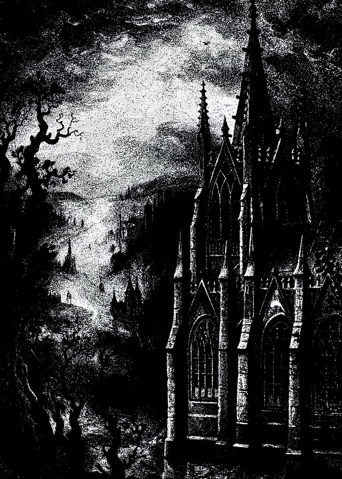 Gothic Cathedral in Dark Forest