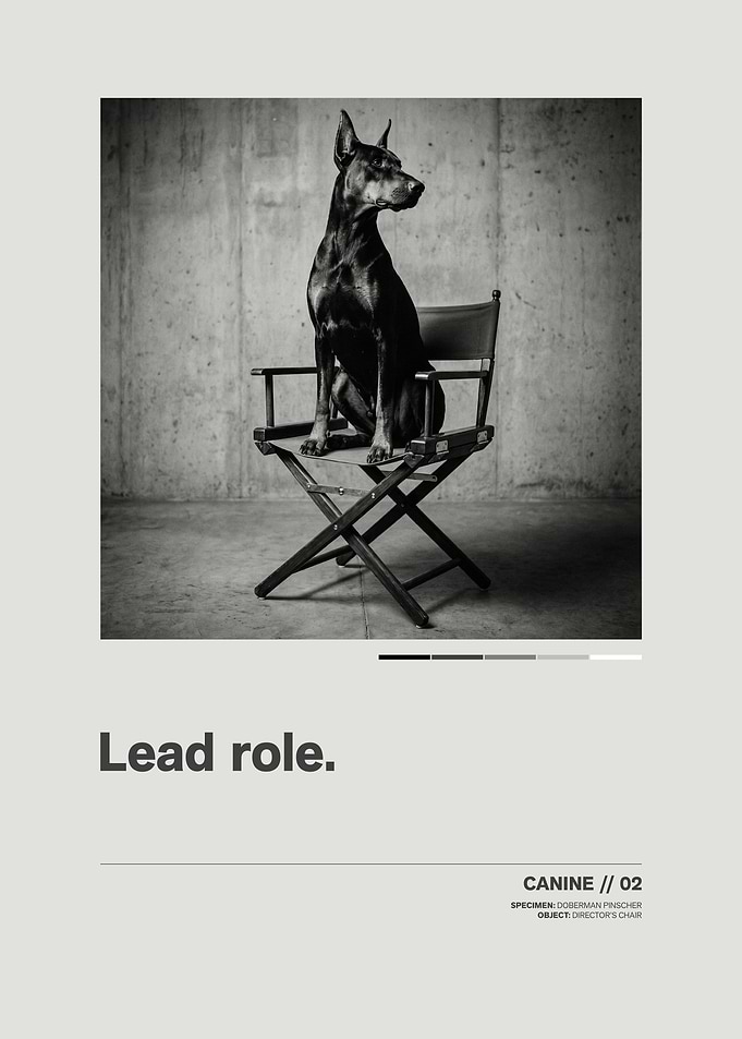 Doberman Pinscher on Director Chair // Minimalist Swiss-Style Poster