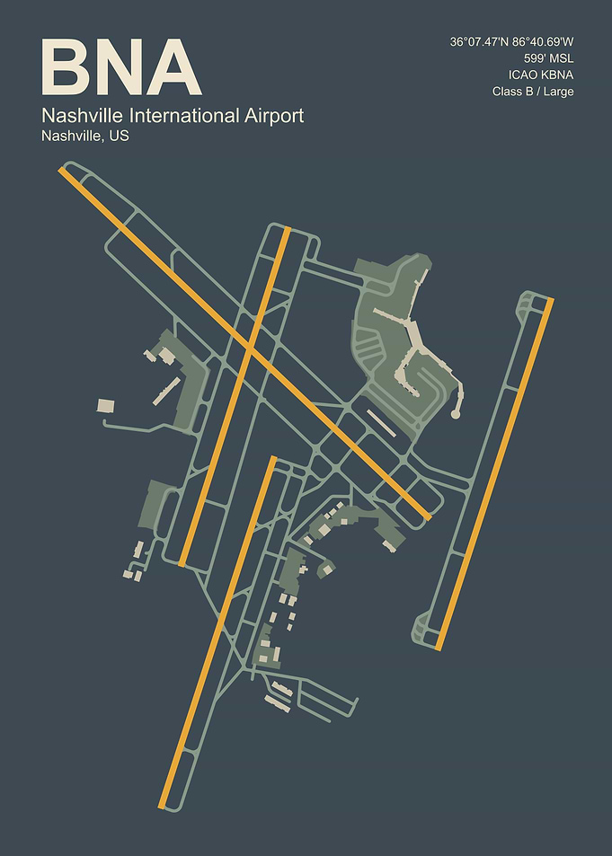 Nashville International Airport BNA Map