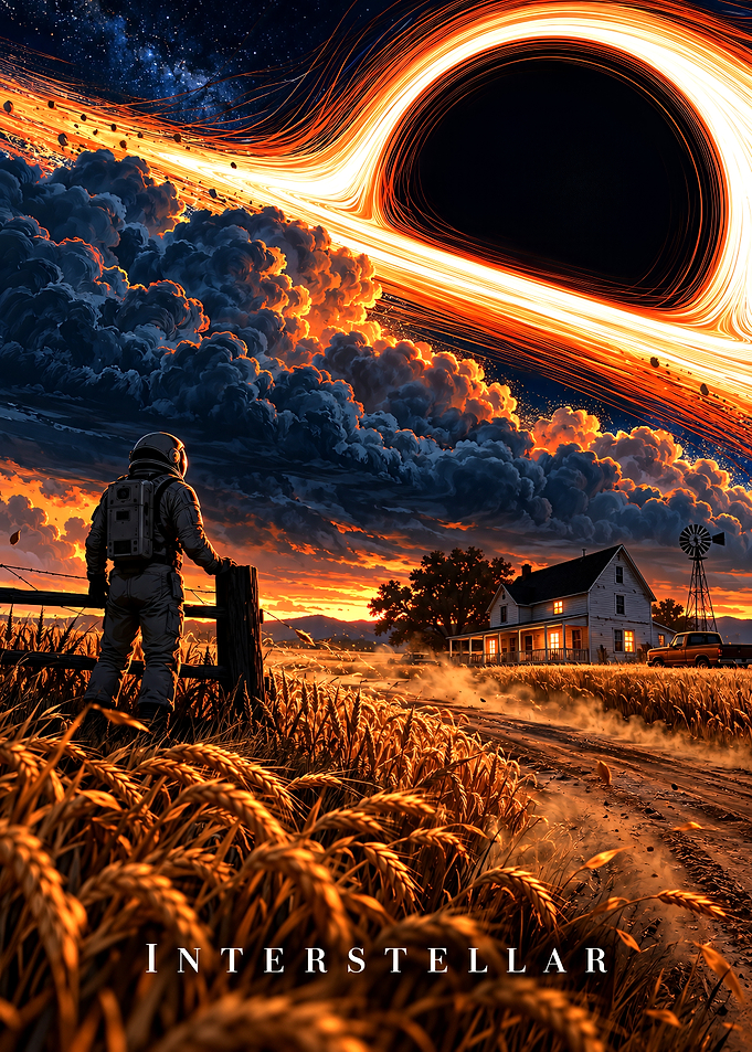 Interstellar Astronaut Overlooking Farm