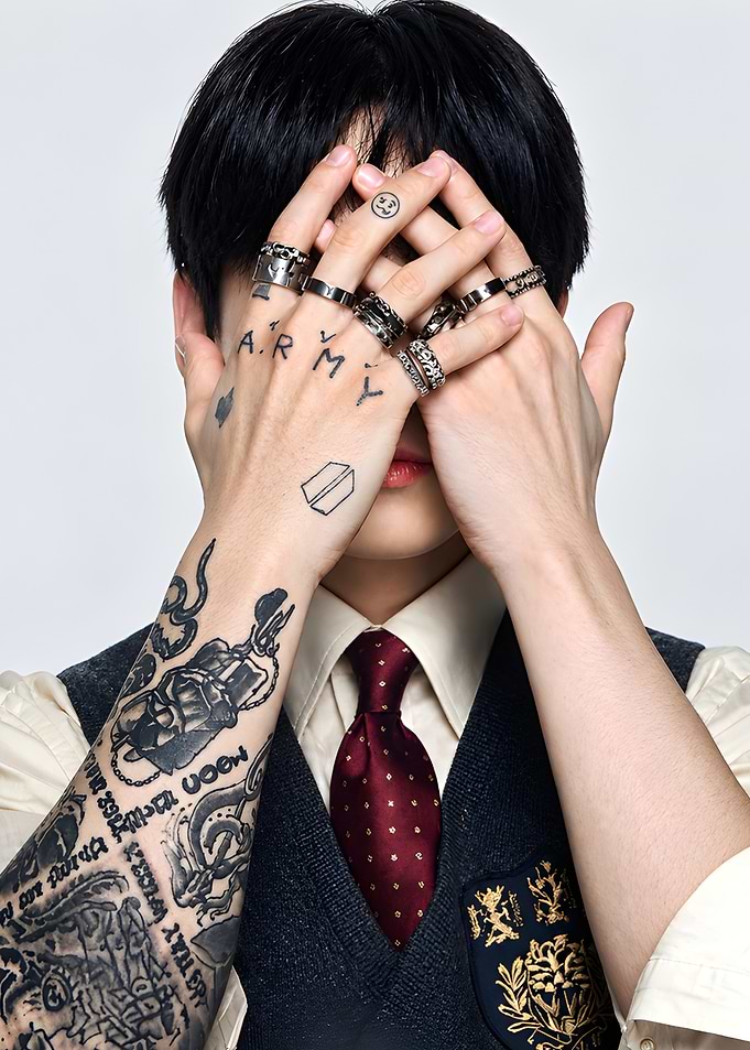 Jungkook BTS Tattooed Hands Portrait