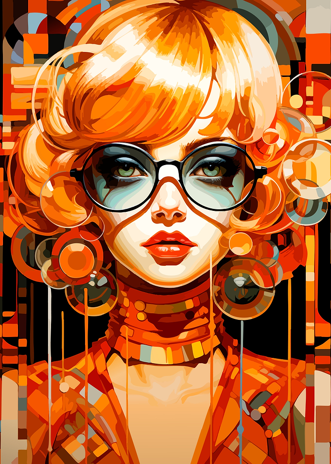 Abstract Retro Woman with Glasses
