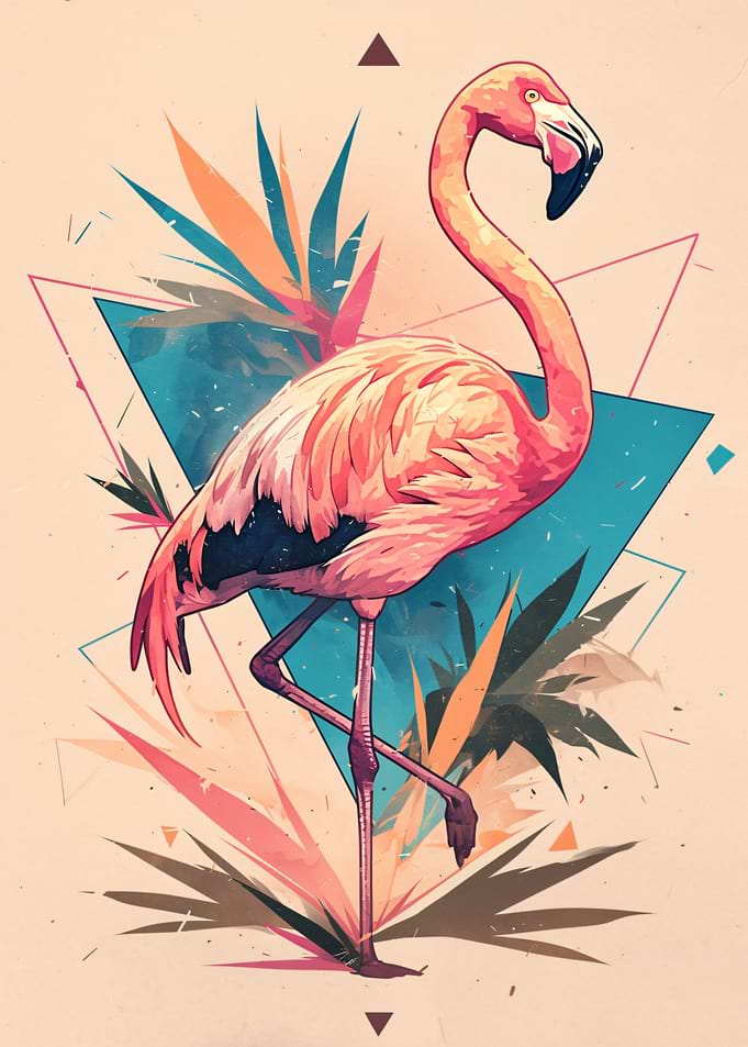 Geometric Flamingo Tropical Art