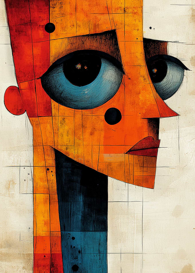 Abstract Cubist Portrait of a Face