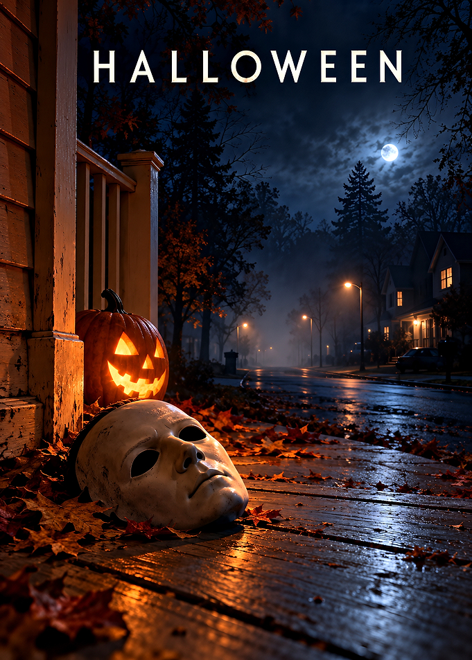 Halloween Movie Poster with Michael Myers Mask