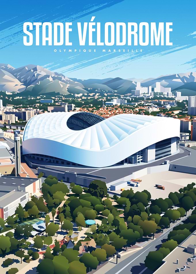 Stade Vélodrome Marseille Travel Poster