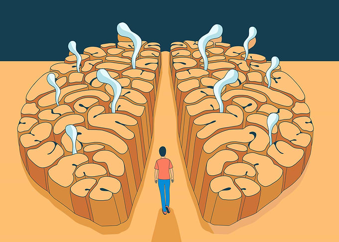 Person Walking Through Brain Maze