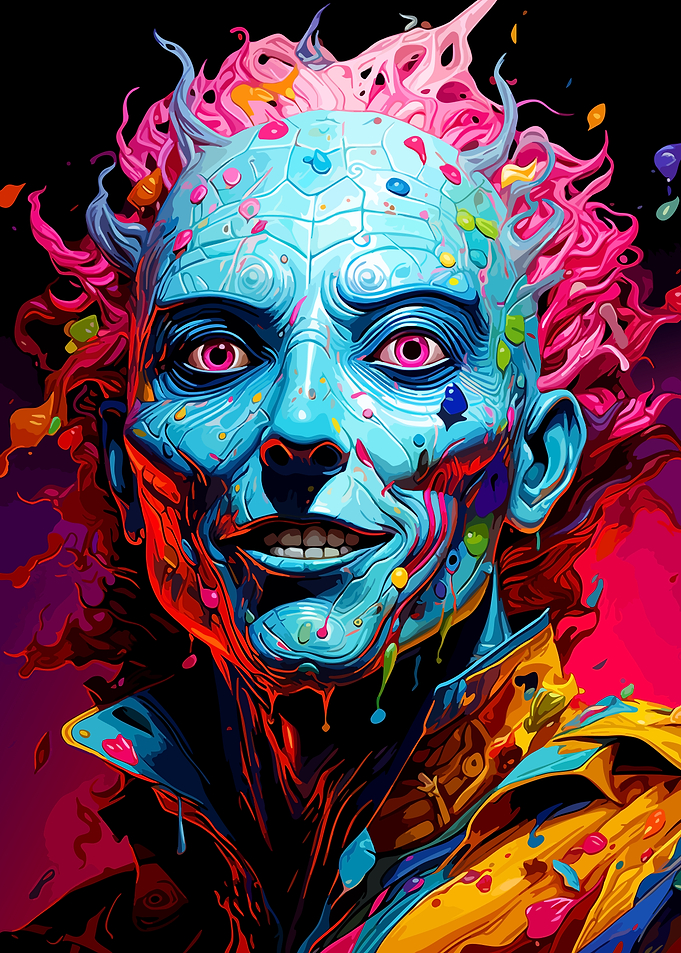 Vibrant Abstract Portrait of Pinhead