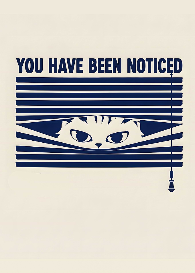 Cat Peeking Through Blinds Graphic
