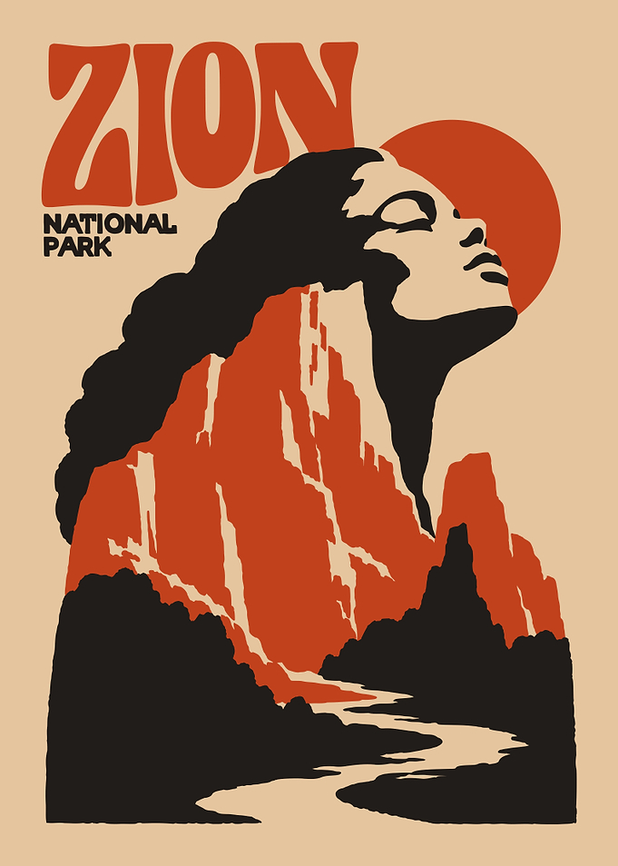 Zion National Park Retro Poster