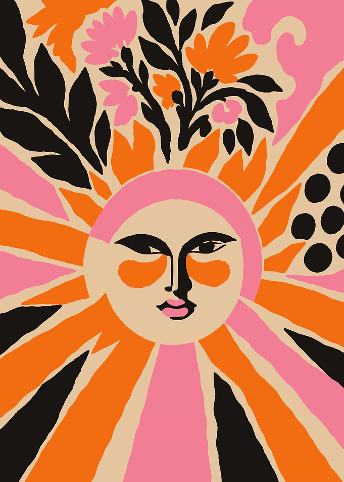 Abstract Sun Face Floral Art
