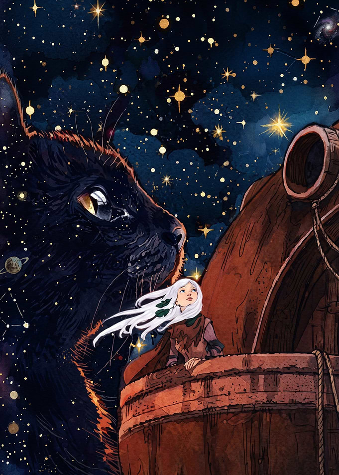 Cosmic Cat Fantasy Art Poster