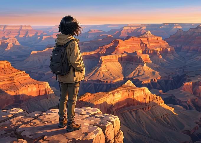 Traveler overlooking the Grand Canyon