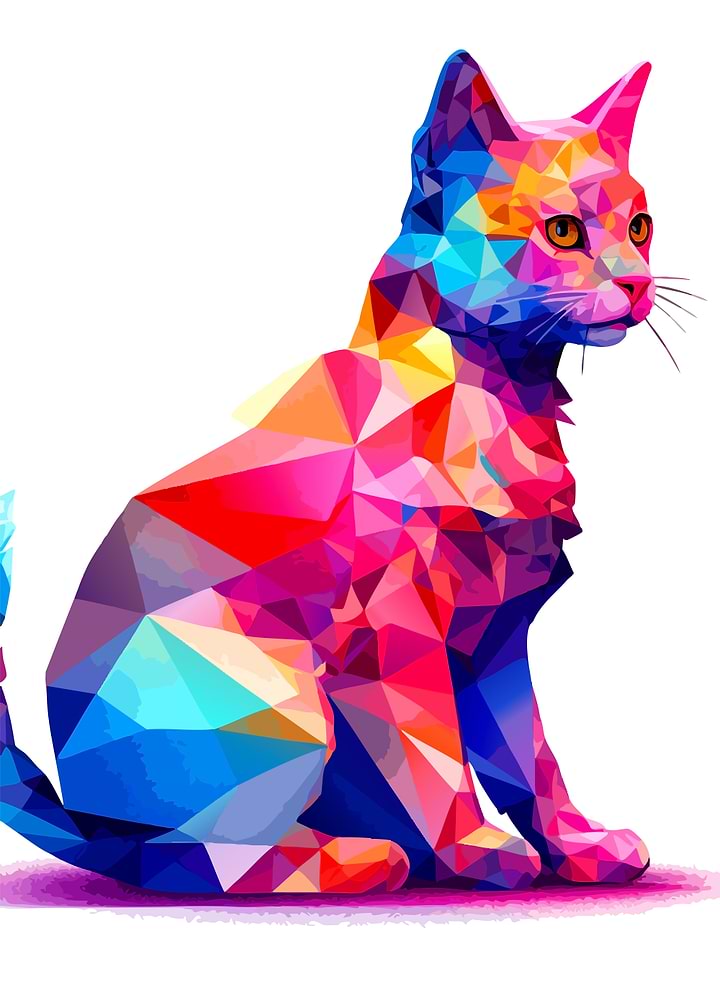 Colorful Geometric Low Poly Cat