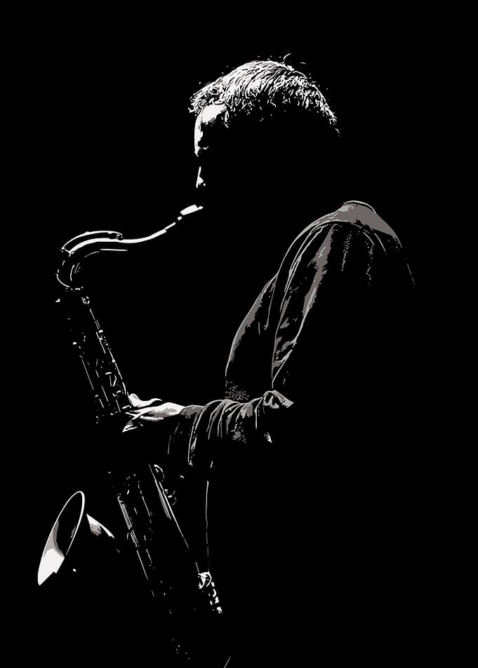 Silhouette of a Saxophone Player