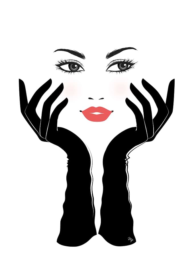 Elegant Woman in Black Gloves Illustration