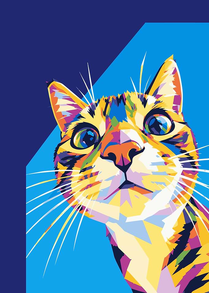 Colorful Pop Art Cat Portrait