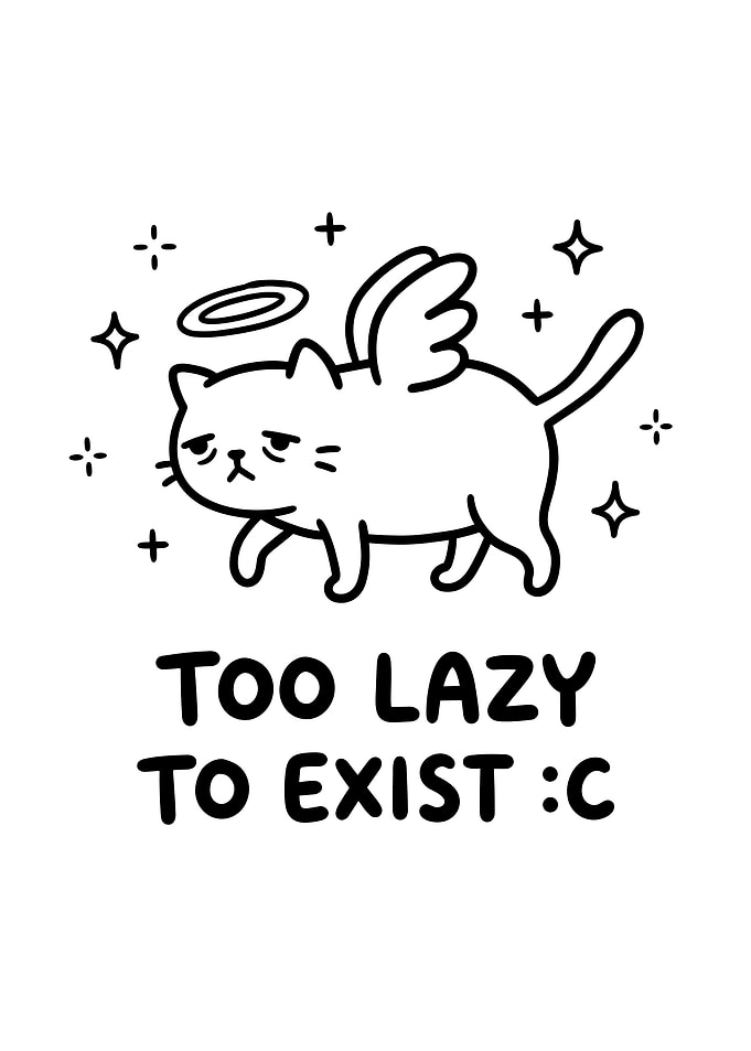 Lazy Angel Cat Illustration