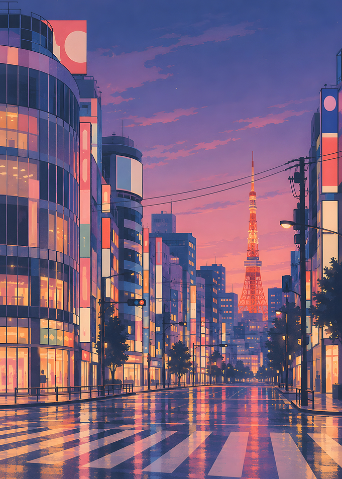 Tokyo Tower at Sunset Cityscape