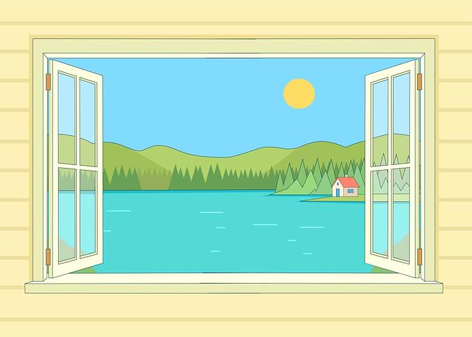 Lake view from an Open Window