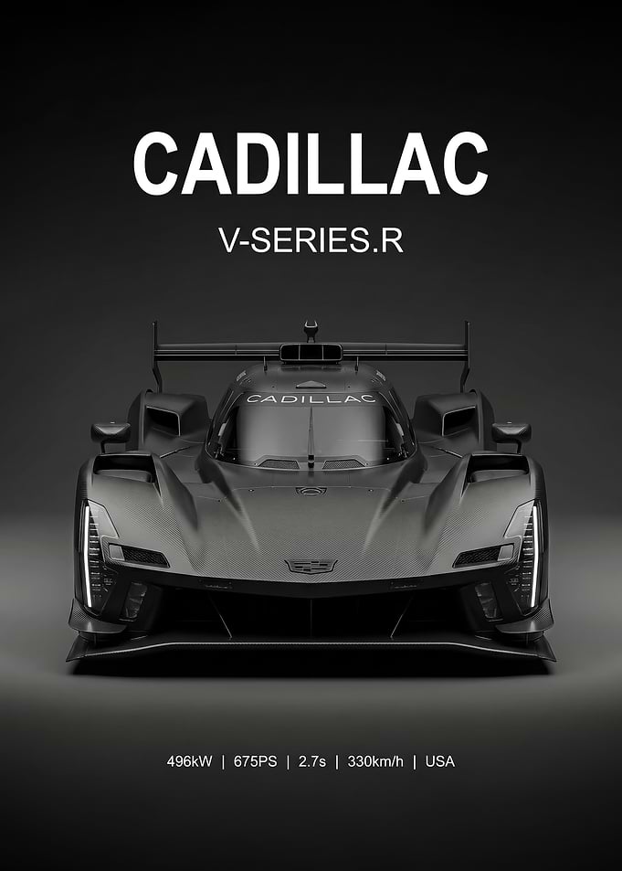 black background adillac VSeries R Race minimalist car Poster