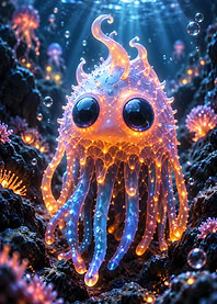 Glowing Bioluminescent Deep Sea Creature