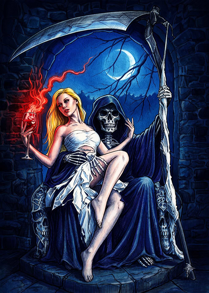 Grim Reaper and Blonde Woman
