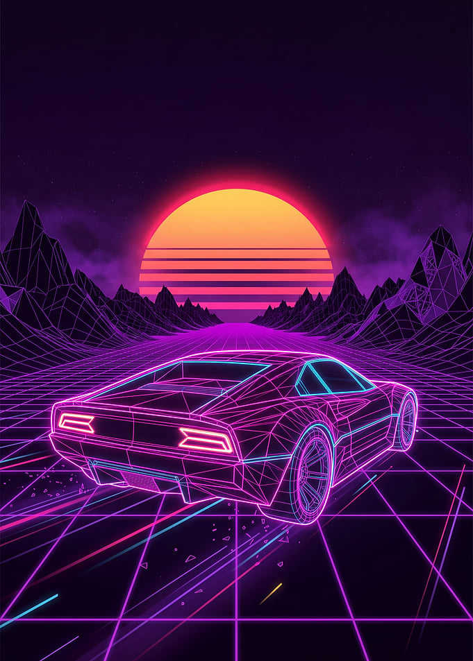 Synthwave Wireframe Sports Car