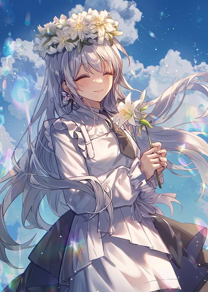 Anime Girl with Lily Crown
