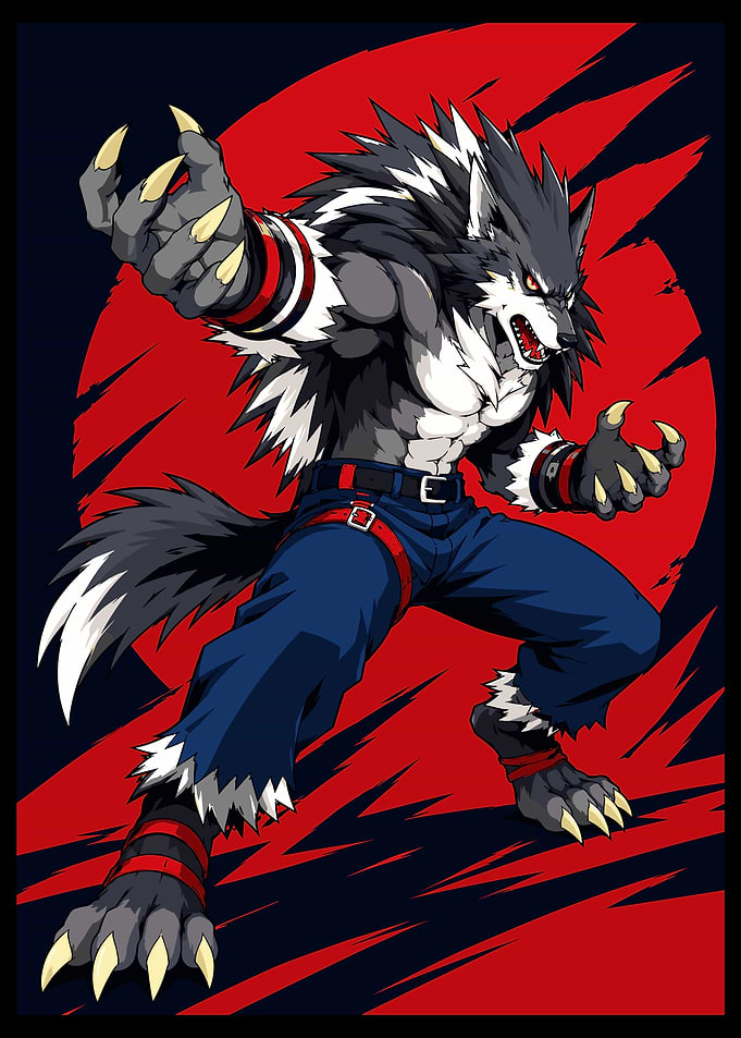 Pixel Art Werewolf Warrior