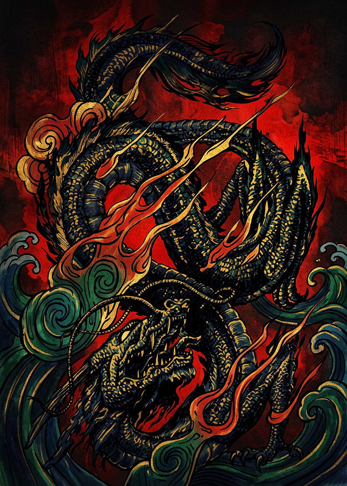 Traditional Japanese Dragon Illustration