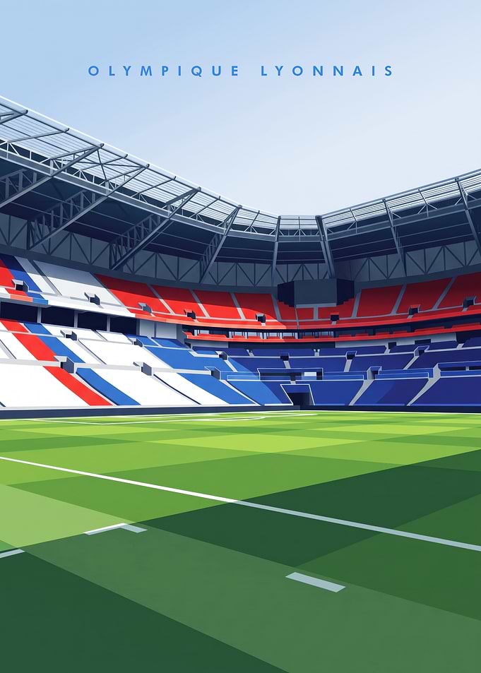 Olympique Lyonnais Stadium Minimalist Poster