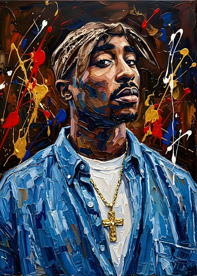 Tupac Shakur Impasto Oil Portrait