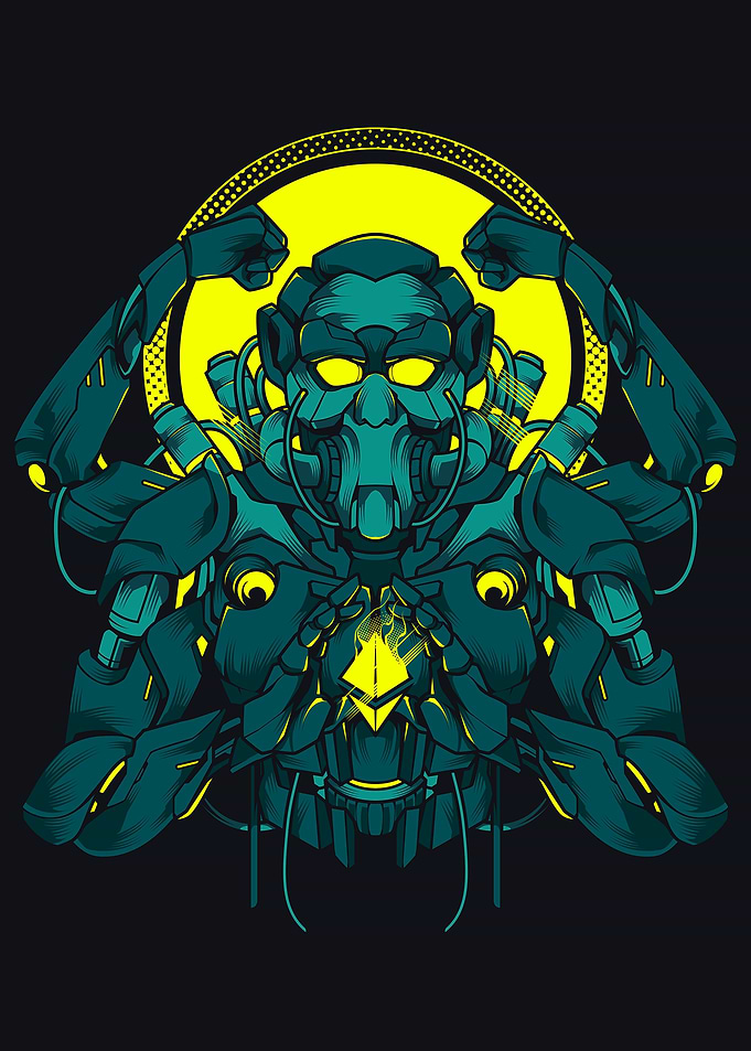 Cybernetic Ethereum Robot Illustration