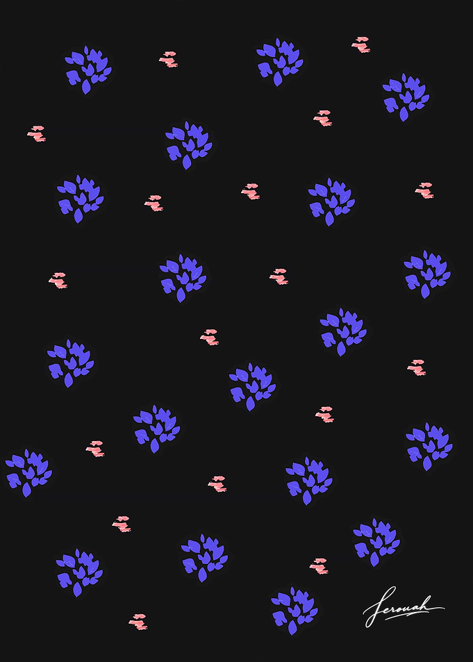 Minimalist Blue Floral Pattern