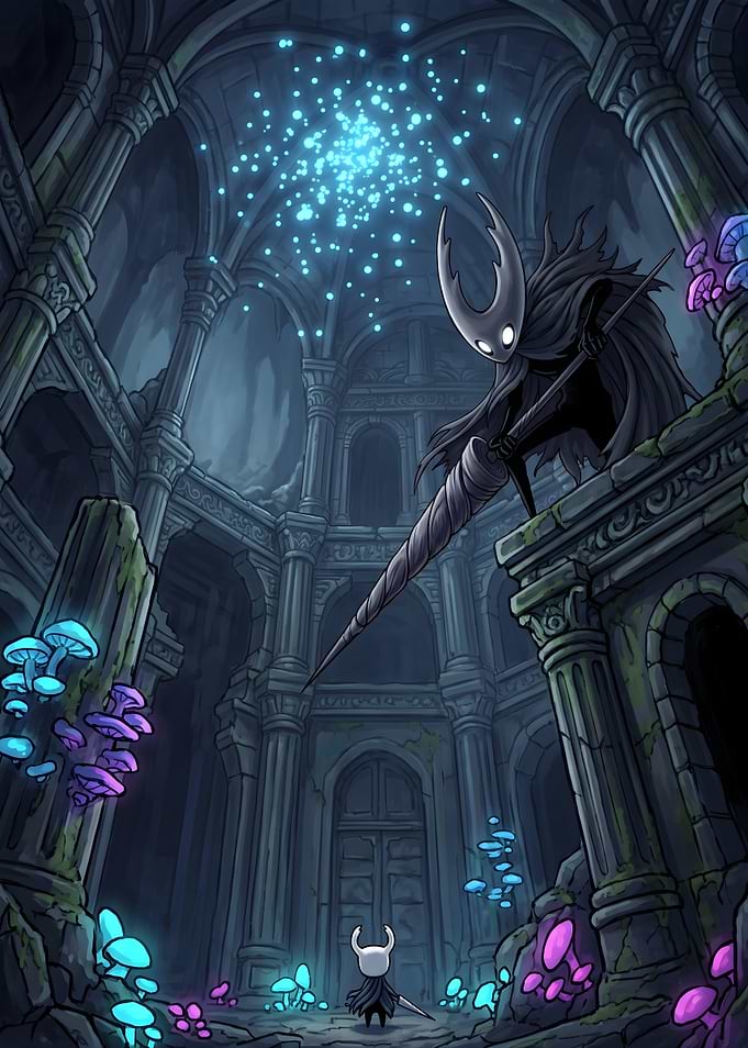 Hollow Knight Confrontation in Ancient Ruins