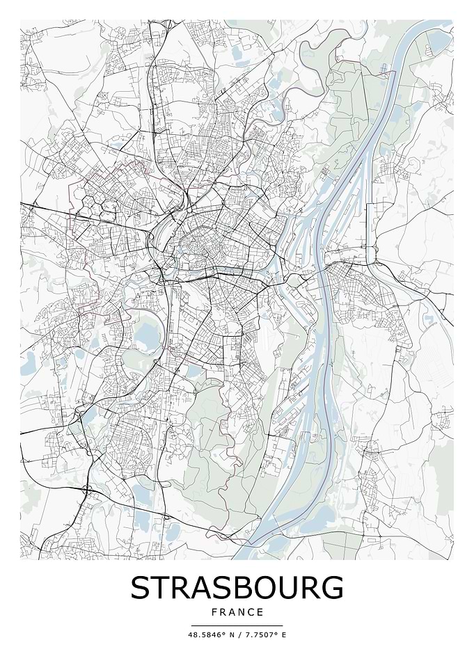 Strasbourg France City Map Print