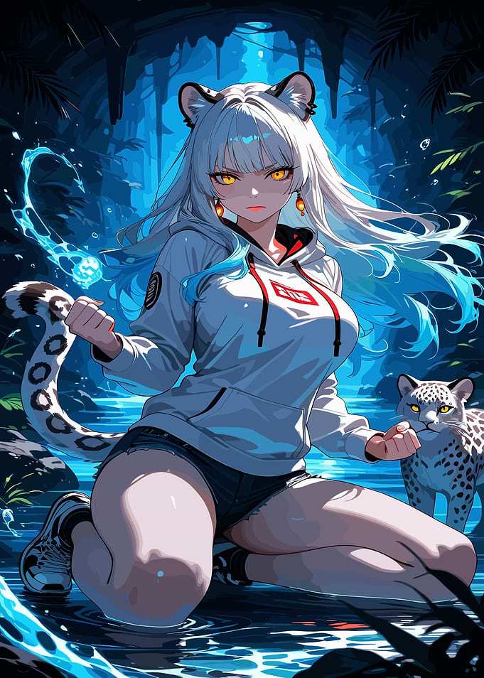 Anime Snow Leopard Girl Warrior