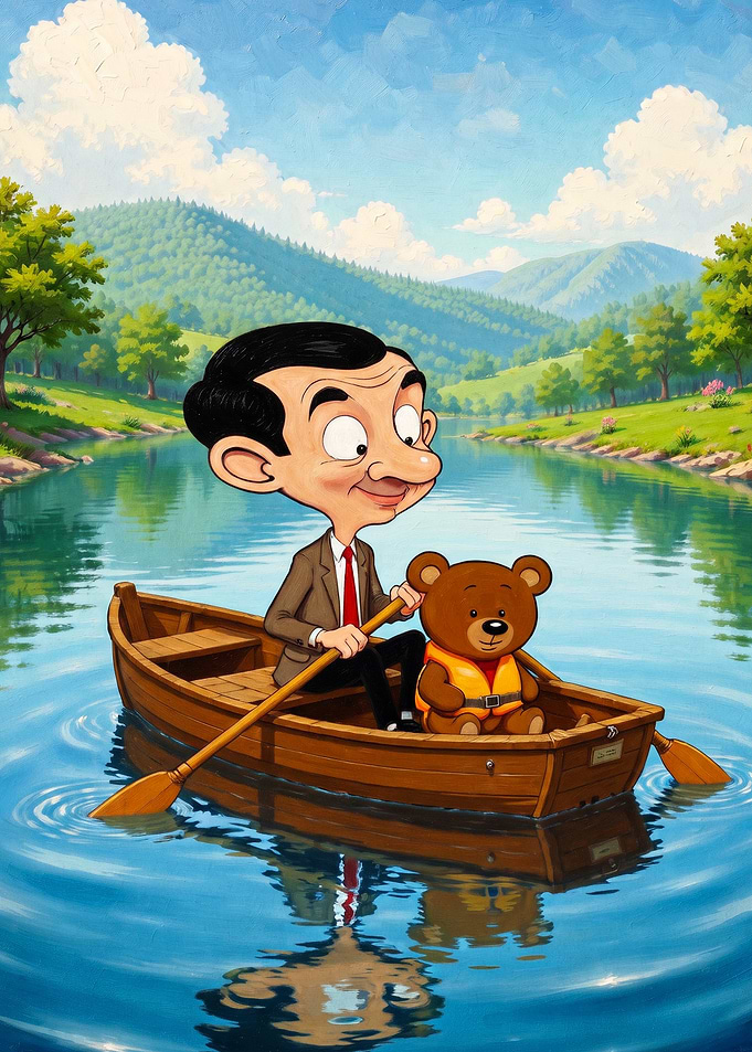 Funny Boat Ride Oil Painting Poster
