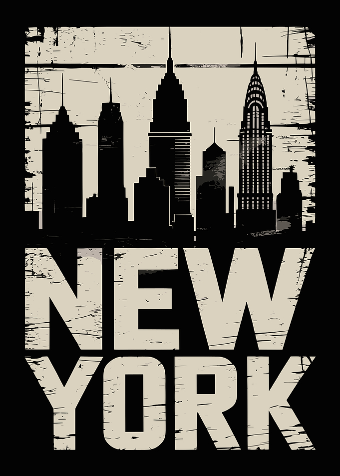 Vintage New York City Skyline Graphic