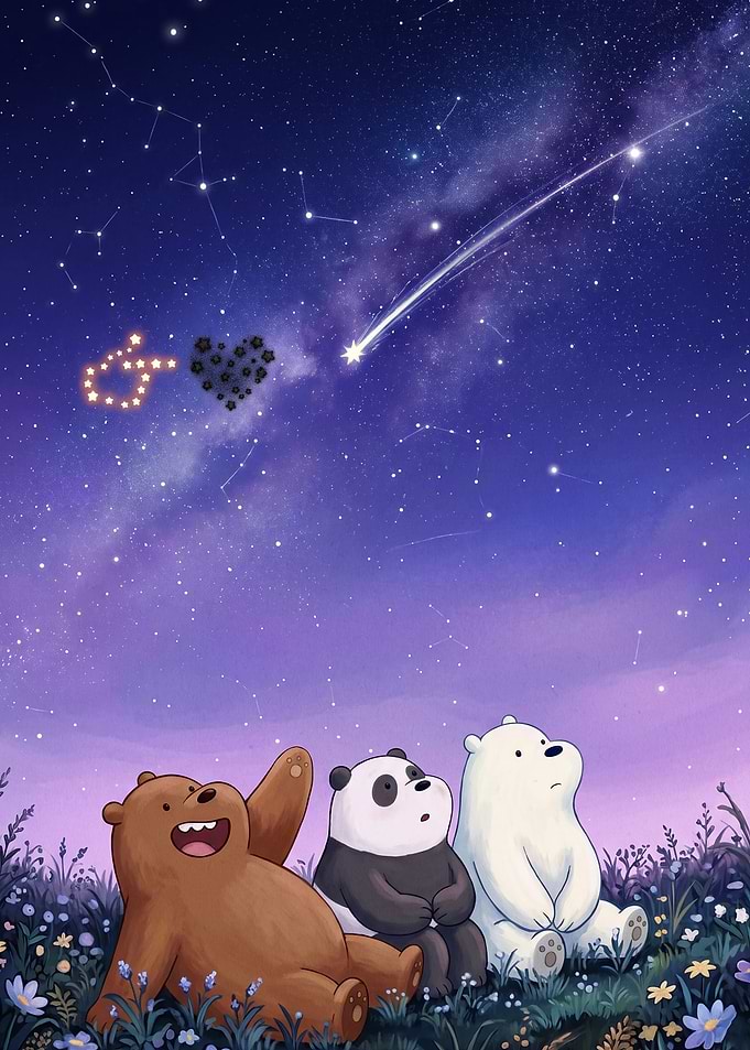 Bears Starry Night Galaxy Poster