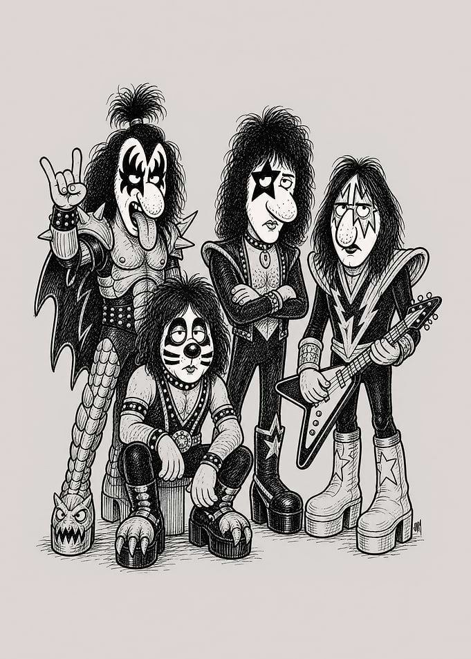 Caricature Illustration of the Band KISS