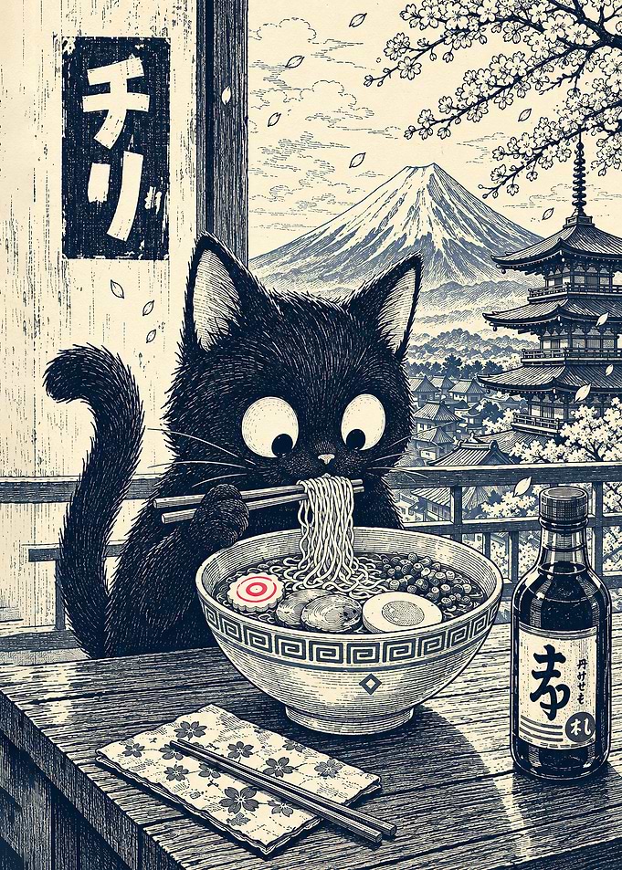 Ramen Cat Japanese Temple