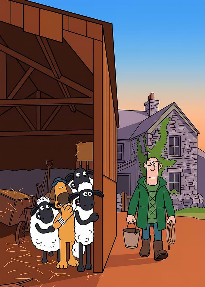 Shaun the Sheep and Bitzer Hiding