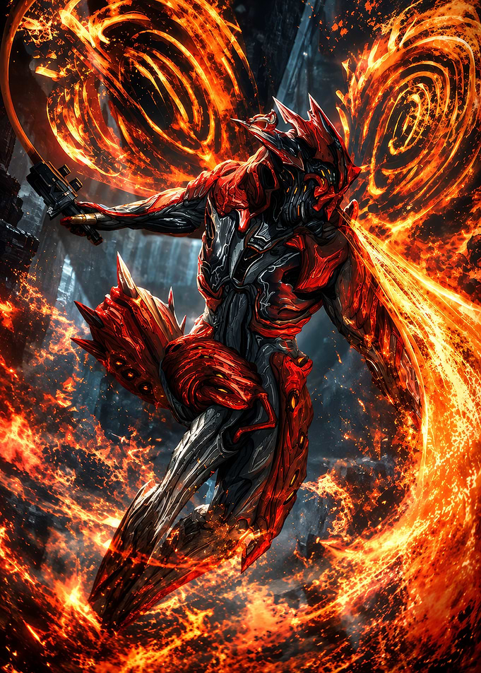 Ember Warframe in Fiery Combat