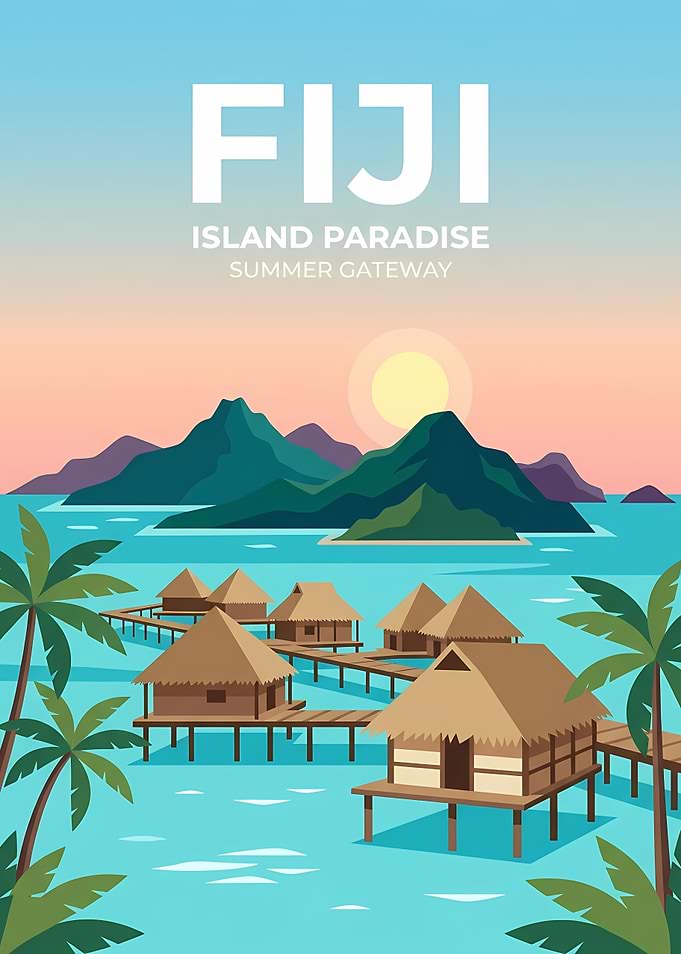 Fiji Island Paradise Travel Poster