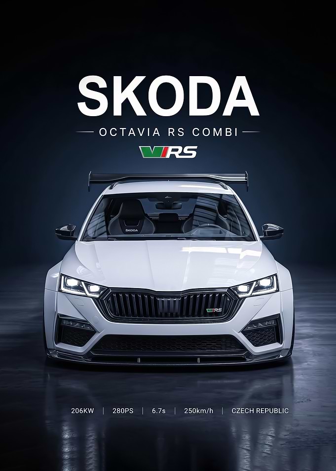 dark background sport car octavia rs Poster