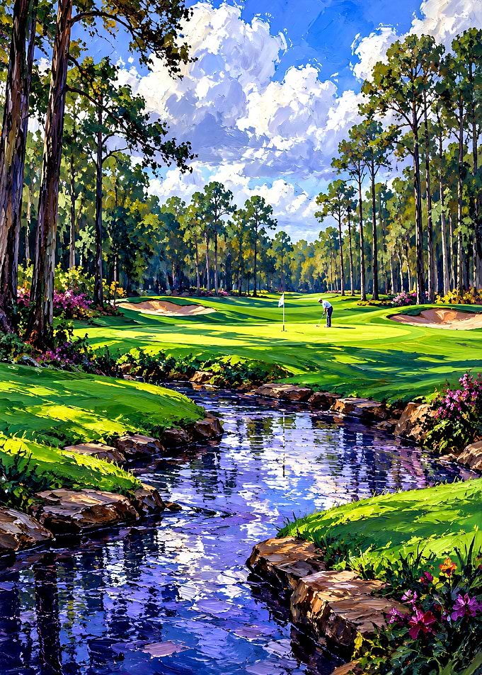 Impressionist Golf Course Landscape Painting