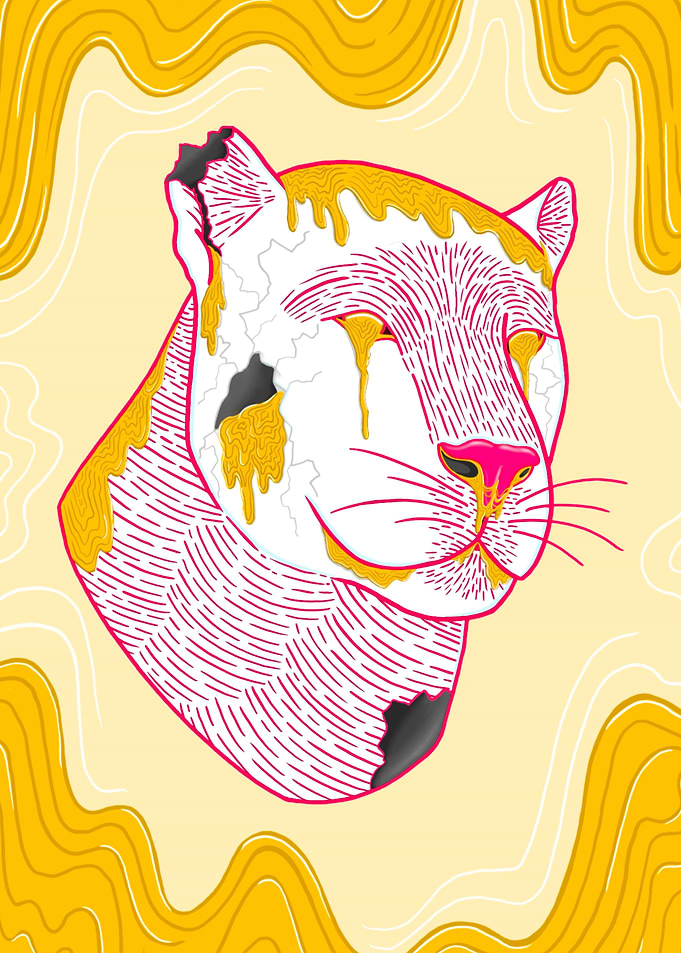 Abstract Melting Panther Illustration