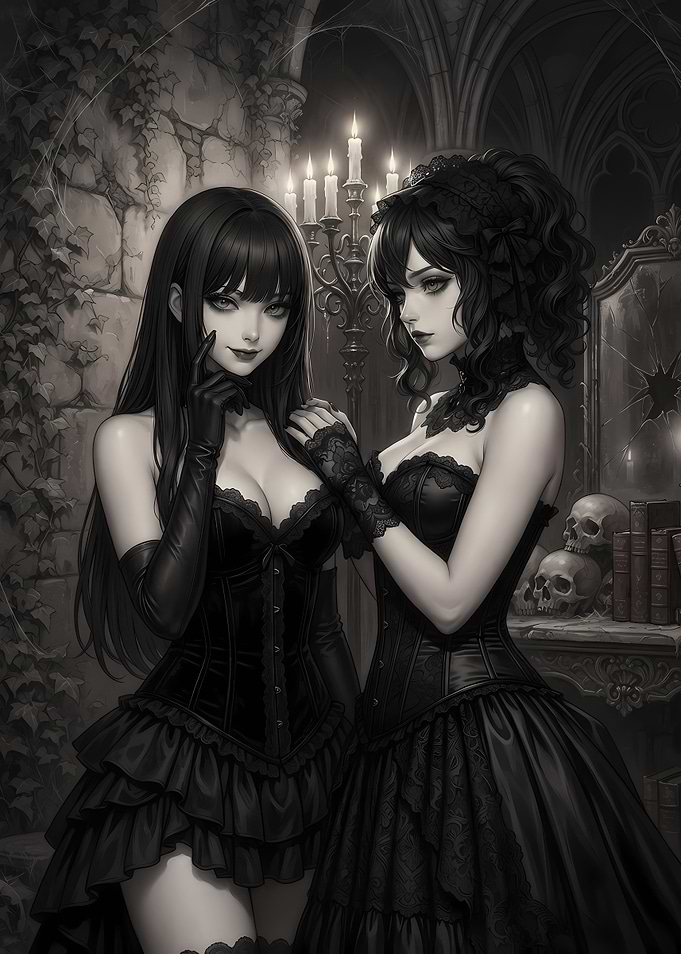 Gothic Duo Vampire Girls Anime Woman